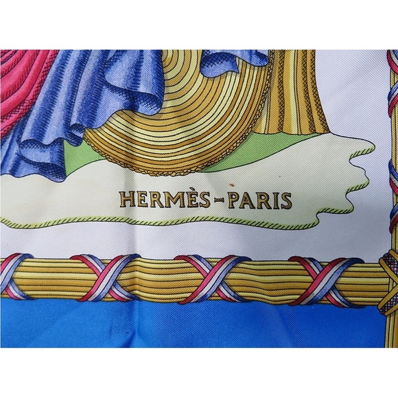Hermes Tricolor and Gold Silk Scarf - Picture 8 of 11